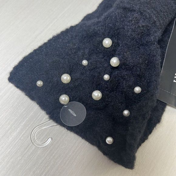 Faux Pearl Embellished Knotted Black‎ Headband Head Wrap - Picture 3 of 5